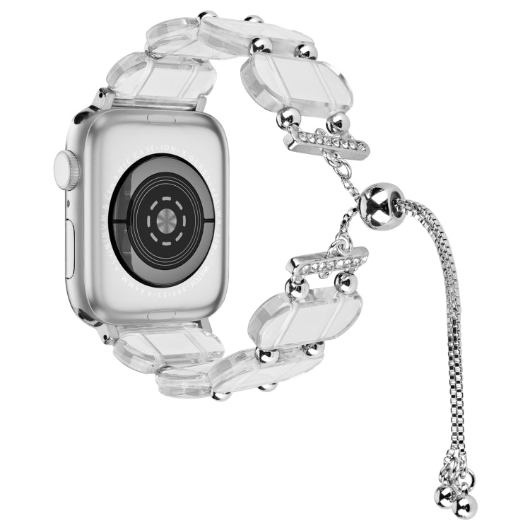 For Apple Watch Series 9 45mm Resin Retractable Chain Watch Band(Transparent) - Watch Bands by PMC TechLife | Online Shopping South Africa | PMC TechLife