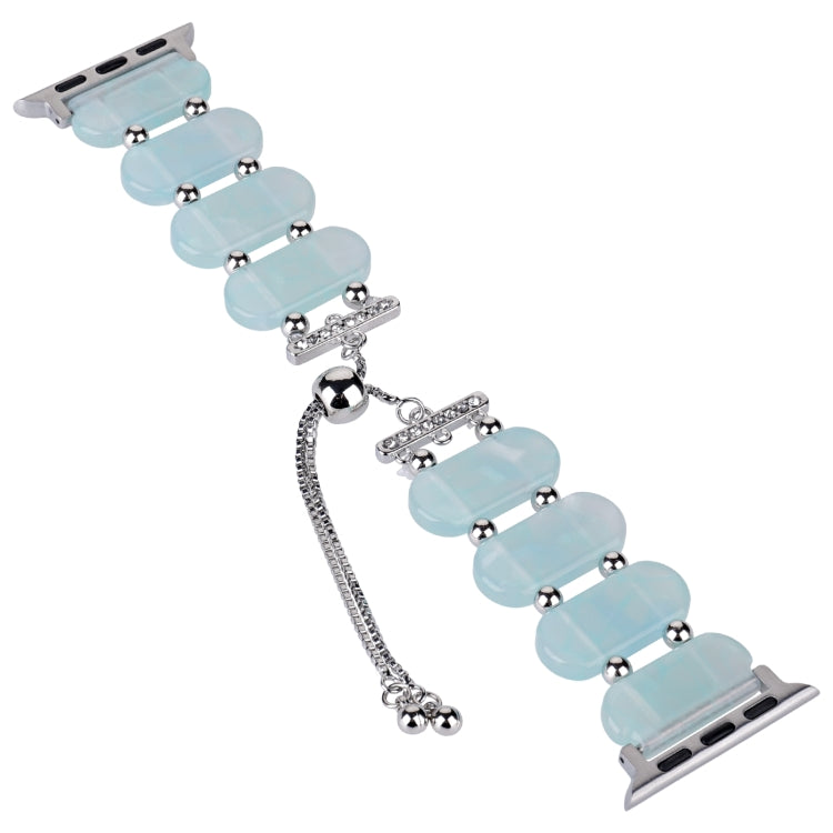 For Apple Watch Series 9 41mm Resin Retractable Chain Watch Band(Ice Blue) - Watch Bands by PMC TechLife | Online Shopping South Africa | PMC TechLife