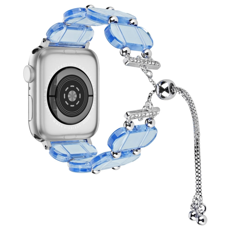For Apple Watch Series 8 41mm Resin Retractable Chain Watch Band(Blue) - Watch Bands by PMC TechLife | Online Shopping South Africa | PMC TechLife