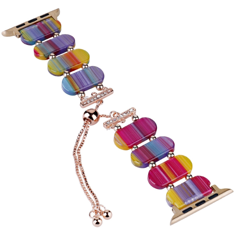 For Apple Watch Series 8 45mm Resin Retractable Chain Watch Band(Rainbow) - Watch Bands by PMC TechLife | Online Shopping South Africa | PMC TechLife