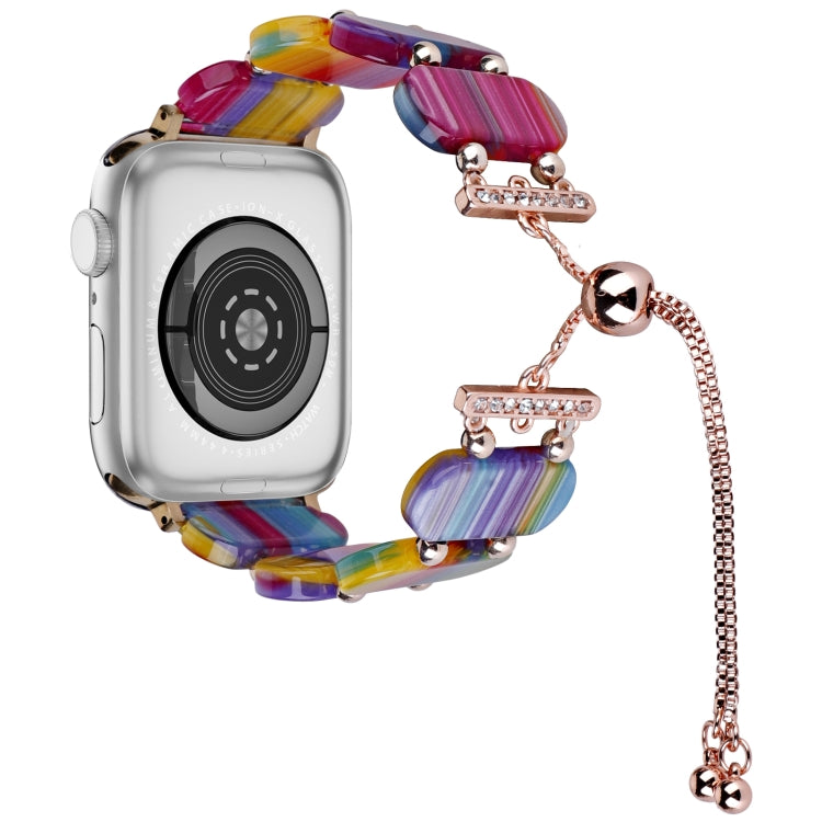 For Apple Watch Series 7 41mm Resin Retractable Chain Watch Band(Rainbow) - Watch Bands by PMC TechLife | Online Shopping South Africa | PMC TechLife