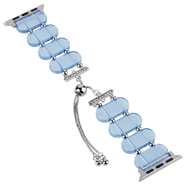 For Apple Watch SE 44mm Resin Retractable Chain Watch Band(Blue) - Watch Bands by PMC TechLife | Online Shopping South Africa | PMC TechLife
