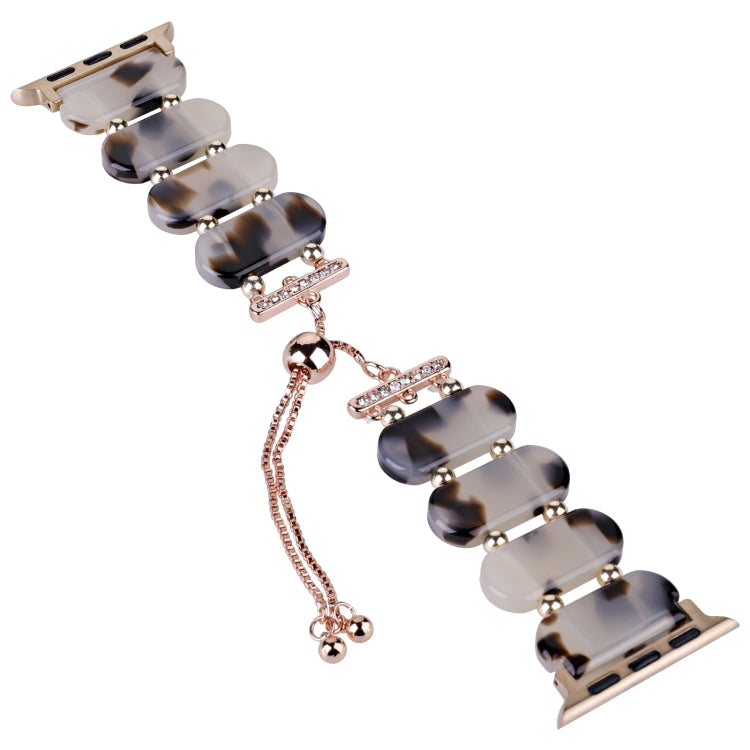 For Apple Watch SE 44mm Resin Retractable Chain Watch Band(Brown White) - Watch Bands by PMC TechLife | Online Shopping South Africa | PMC TechLife