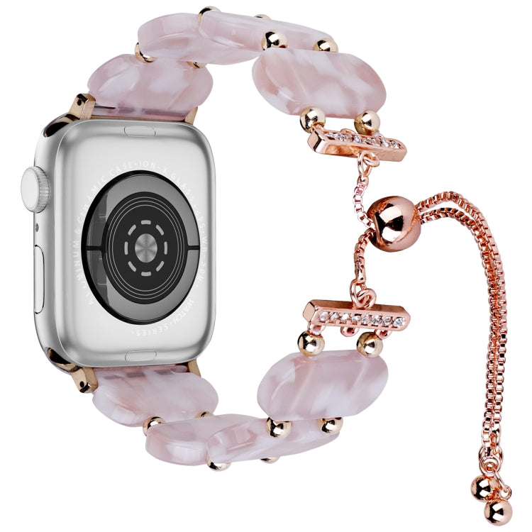 For Apple Watch Series 6 40mm Resin Retractable Chain Watch Band(Pink Flower) - Watch Bands by PMC Jewellery | Online Shopping South Africa | PMC Jewellery