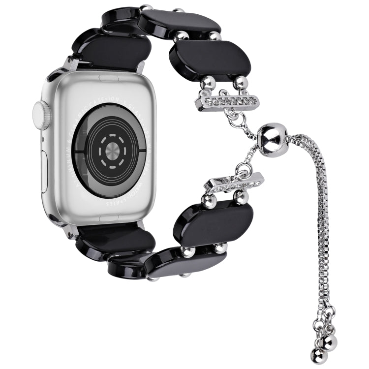 For Apple Watch Series 4 44mm Resin Retractable Chain Watch Band(Black) - Watch Bands by PMC TechLife | Online Shopping South Africa | PMC TechLife | Buy Now Pay Later Mobicred