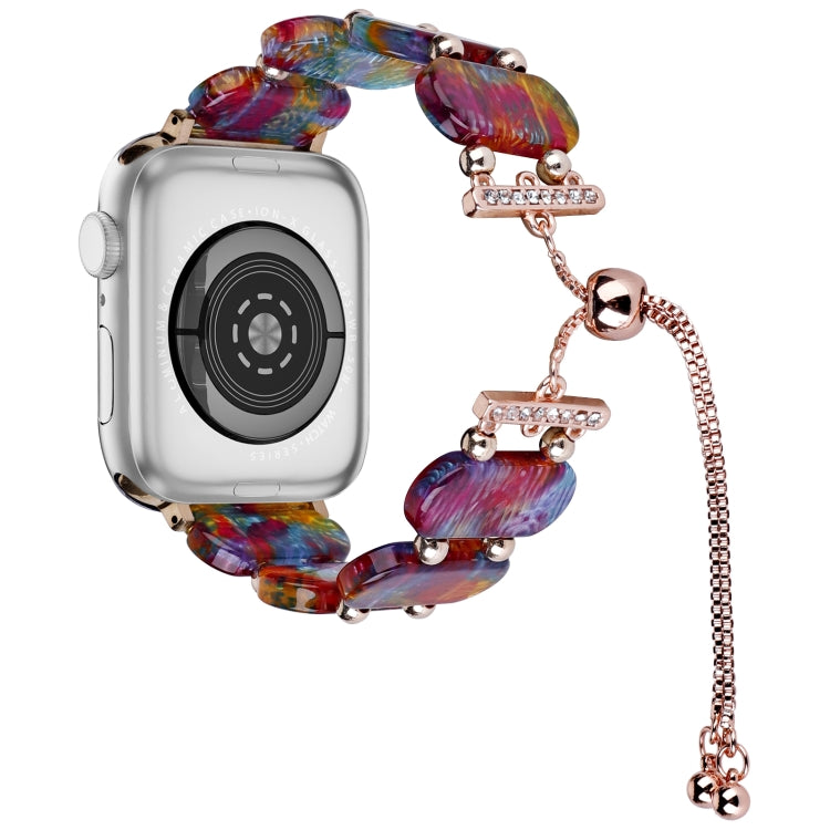 For Apple Watch Series 4 40mm Resin Retractable Chain Watch Band(Pearlescent Rainbow) - Watch Bands by PMC TechLife | Online Shopping South Africa | PMC TechLife