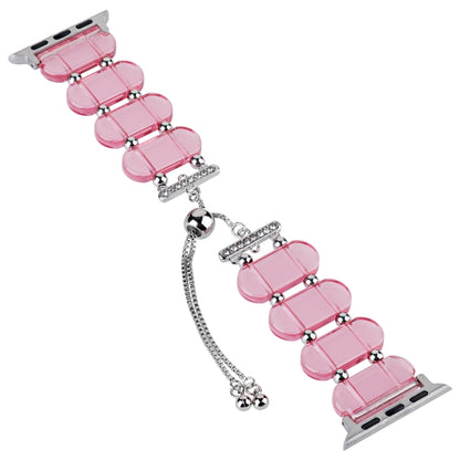 For Apple Watch Series 3 38mm Resin Retractable Chain Watch Band(Pink) - Watch Bands by PMC Jewellery | Online Shopping South Africa | PMC Jewellery