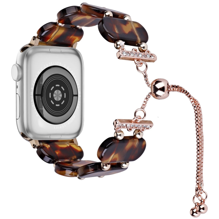 For Apple Watch Series 3 38mm Resin Retractable Chain Watch Band(Tortoiseshell) - free shipping - PMC TechLife - Order now!