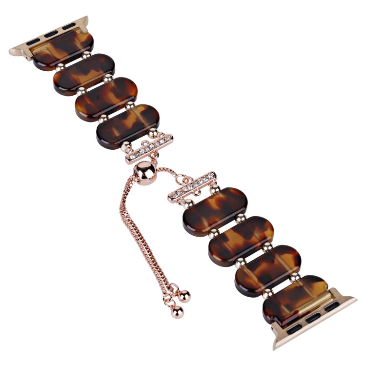 For Apple Watch Series 3 38mm Resin Retractable Chain Watch Band(Tortoiseshell) - free shipping - PMC TechLife - Order now!