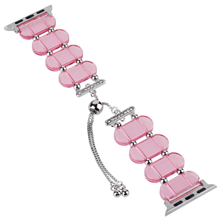 For Apple Watch Series 2 42mm Resin Retractable Chain Watch Band(Pink) - Watch Bands by PMC TechLife | Online Shopping South Africa | PMC TechLife