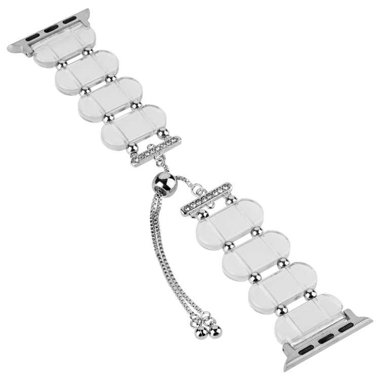 For Apple Watch 42mm Resin Retractable Chain Watch Band(Transparent) - Watch Bands by PMC TechLife | Online Shopping South Africa | PMC TechLife