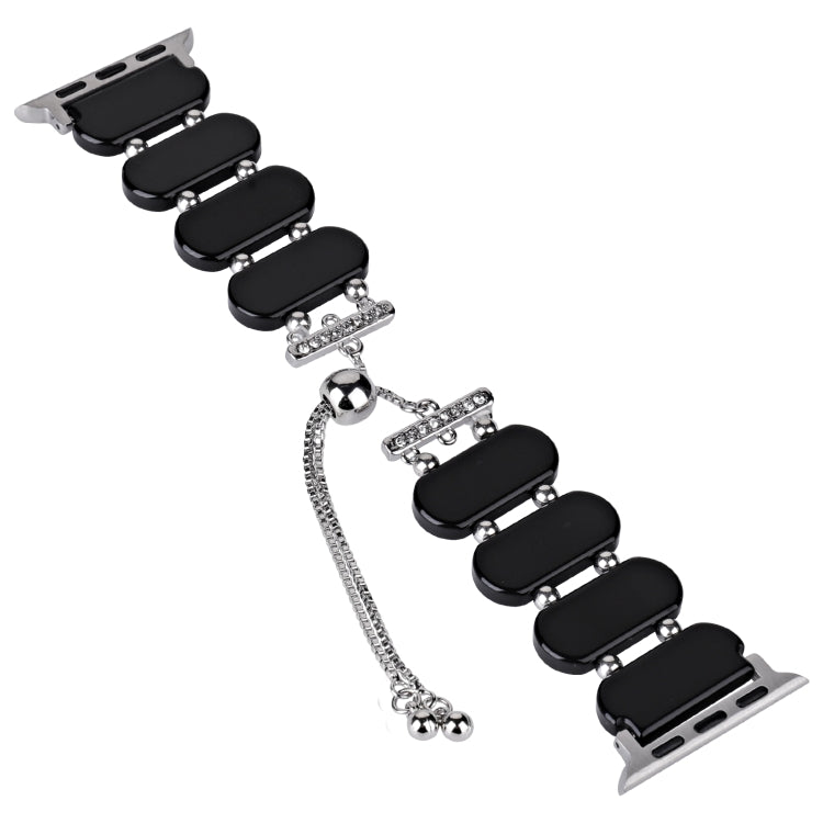 For Apple Watch 42mm Resin Retractable Chain Watch Band(Black) - free shipping - PMC TechLife - Order now!