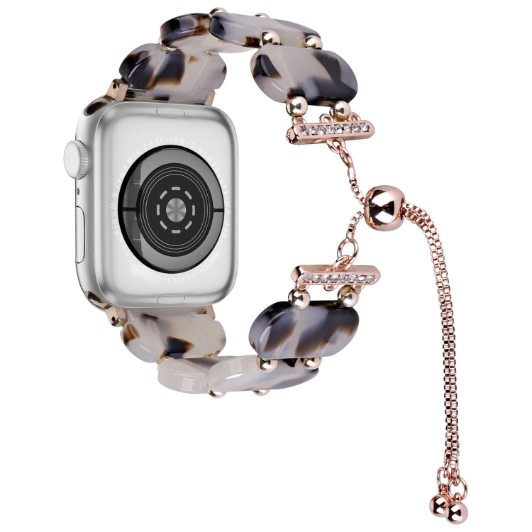 For Apple Watch 38mm Resin Retractable Chain Watch Band(Brown White) - Watch Bands by PMC TechLife | Online Shopping South Africa | PMC TechLife