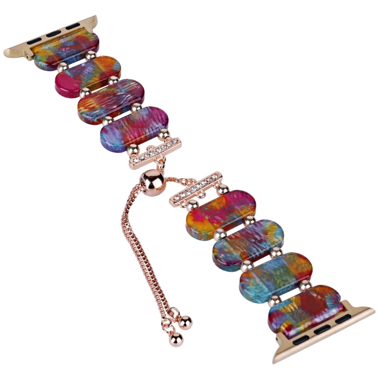 For Apple Watch 38mm Resin Retractable Chain Watch Band(Pearlescent Rainbow) - Watch Bands by PMC TechLife | Online Shopping South Africa | PMC TechLife