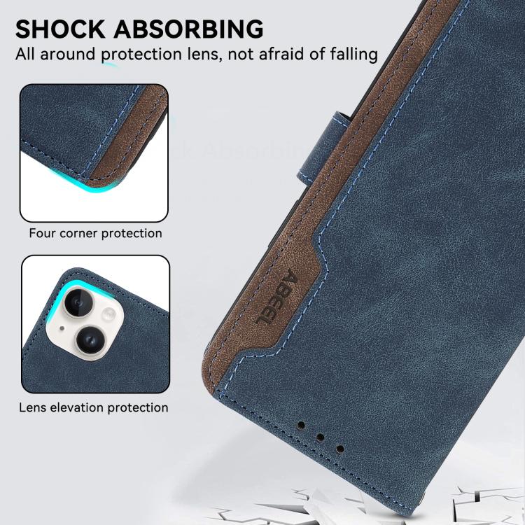 For iPhone 17 Pro ABEEL Color Block Magnetic RFID Leather Phone Case(Blue-Brown) - free shipping - PMc TechLife - Order now!