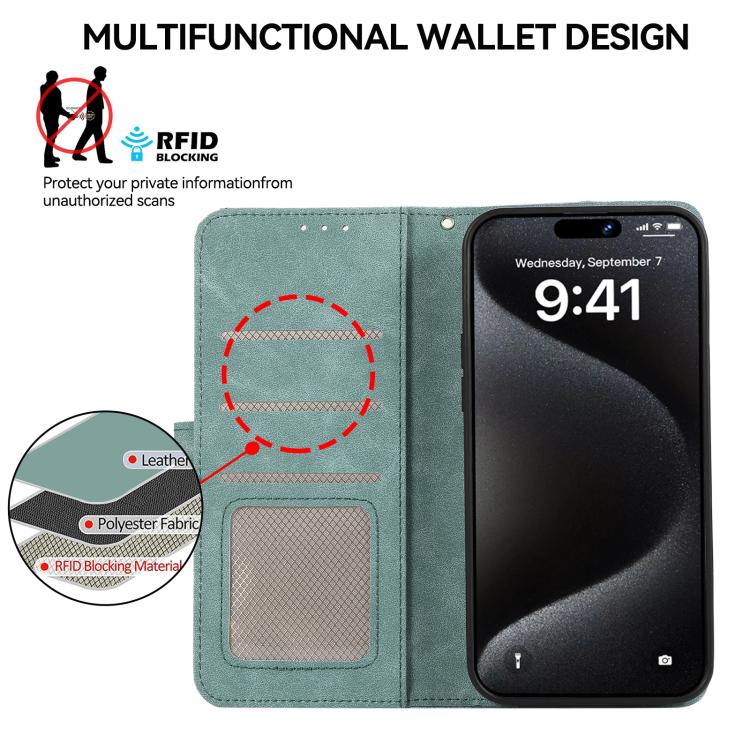 For iPhone 17 Pro ABEEL Color Block Magnetic RFID Leather Phone Case(Cyan-Pink) - free shipping - PMc TechLife - Order now!