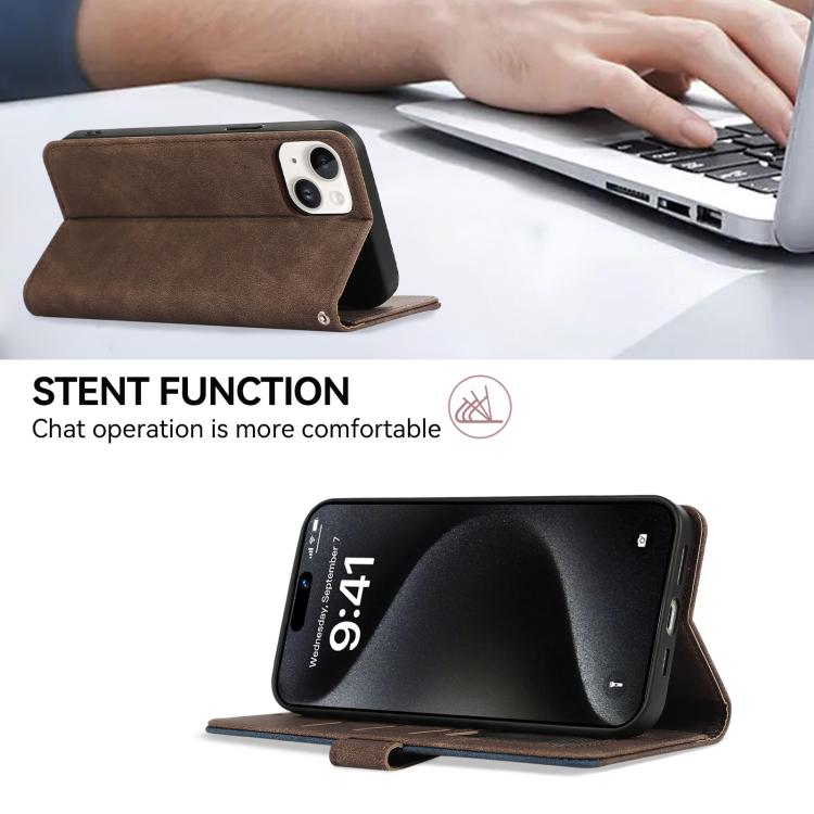 For iPhone 17 Pro ABEEL Color Block Magnetic RFID Leather Phone Case(Brown-Blue) - free shipping - PMc TechLife - Order now!