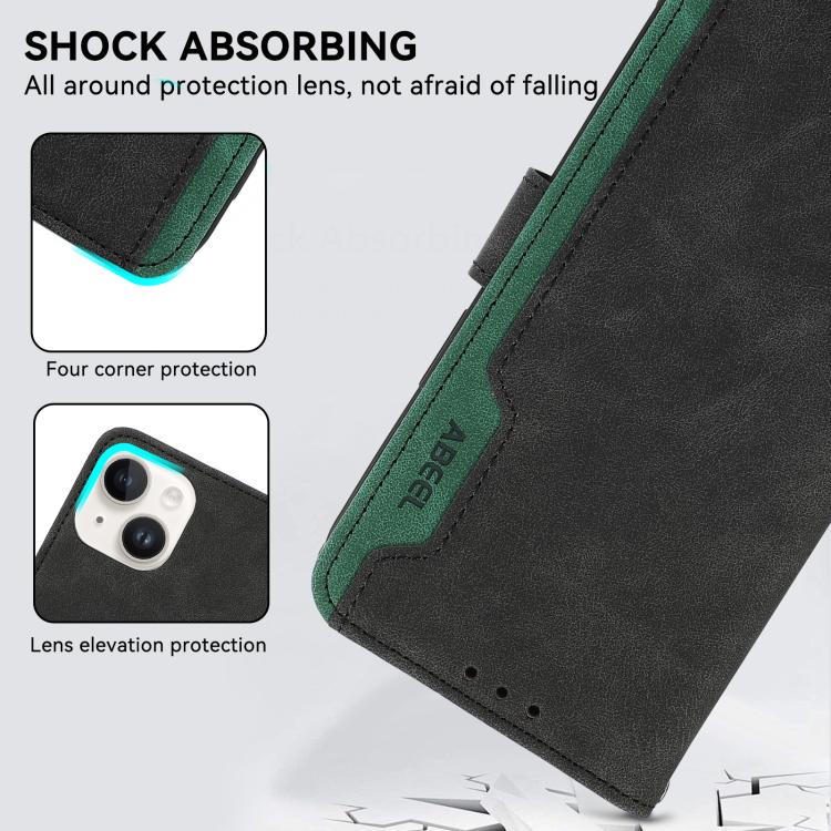 For iPhone 17 Pro Max ABEEL Color Block Magnetic RFID Leather Phone Case(Black-Green) - free shipping - PMc TechLife - Order now!
