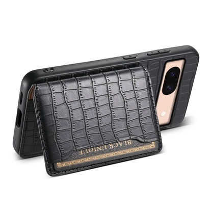 For Google Pixel 8a Crocodile Texture Card Bag Design Full Coverage Phone Case(Black) - Google Cases by PMC Jewellery | Online Shopping South Africa | PMC Jewellery | Buy Now Pay Later Mobicred