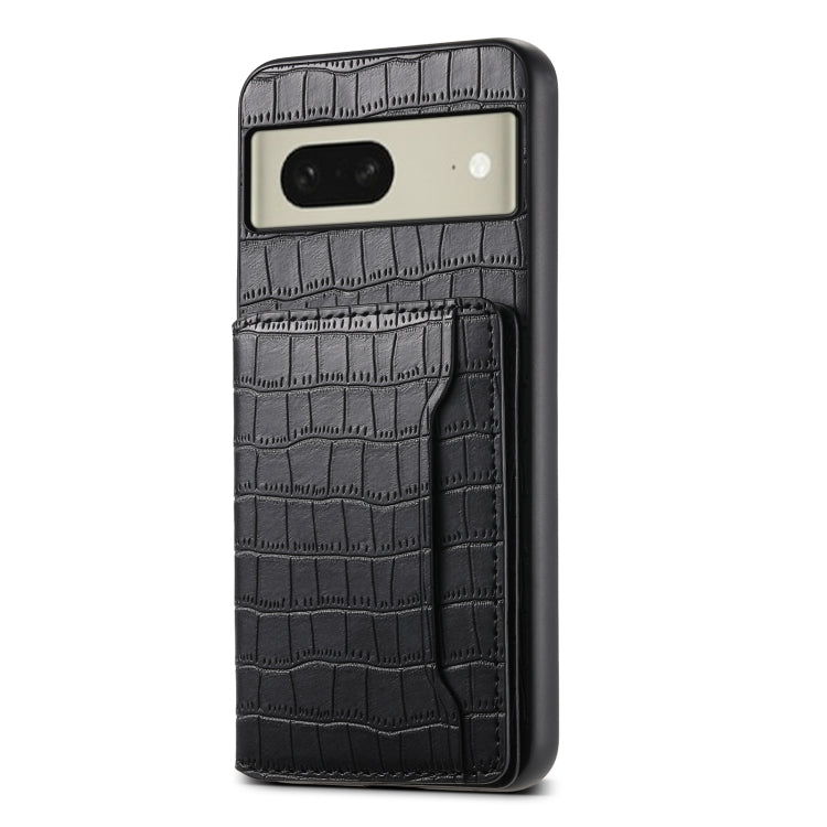 For Google Pixel 8 Crocodile Texture Card Bag Design Full Coverage Phone Case(Black) - Google Cases by PMC Jewellery | Online Shopping South Africa | PMC Jewellery | Buy Now Pay Later Mobicred