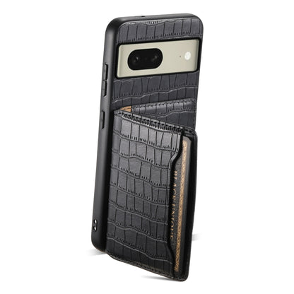 For Google Pixel 8 Crocodile Texture Card Bag Design Full Coverage Phone Case(Black) - Google Cases by PMC Jewellery | Online Shopping South Africa | PMC Jewellery | Buy Now Pay Later Mobicred