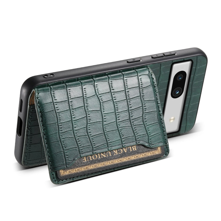 For Google Pixel 7a Crocodile Texture Card Bag Design Full Coverage Phone Case(Green) - Google Cases by PMC TechLife | Online Shopping South Africa | PMC TechLife | Buy Now Pay Later Mobicred