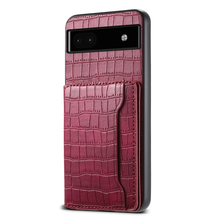 For Google Pixel 6a Crocodile Texture Card Bag Design Full Coverage Phone Case(Red) - Google Cases by PMC Jewellery | Online Shopping South Africa | PMC Jewellery | Buy Now Pay Later Mobicred