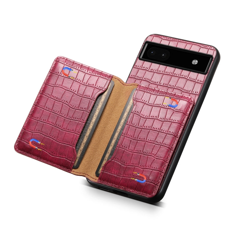 For Google Pixel 6a Crocodile Texture Card Bag Design Full Coverage Phone Case(Red) - Google Cases by PMC Jewellery | Online Shopping South Africa | PMC Jewellery | Buy Now Pay Later Mobicred