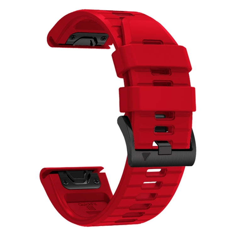 For Garmin Fenix 7 Pro 22mm Solid Color Steel Buckle Silicone Quick Release Watch Band(Red) - Watch Bands by PMC TechLife | Online Shopping South Africa | PMC TechLife