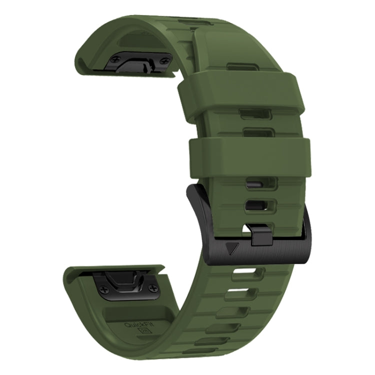 For Garmin Fenix 7X 26mm Solid Color Steel Buckle Silicone Quick Release Watch Band(Army Green) - Watch Bands by PMC Jewellery | Online Shopping South Africa | PMC Jewellery