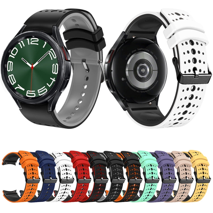 For Samsung Galaxy Watch 6 Two Color Silicone Watch Band(White Black) - free shipping - PMC TechLife - Order now!