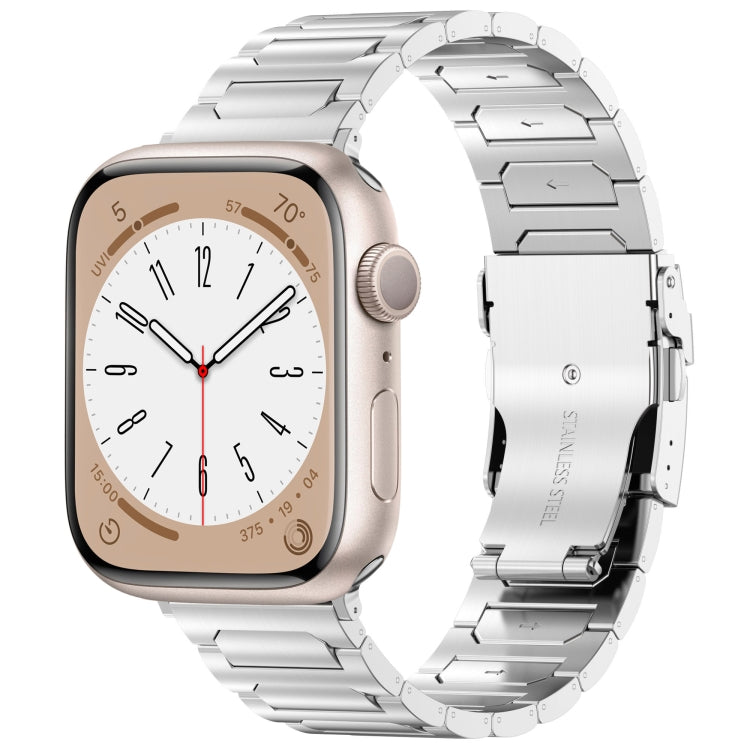 For Apple Watch Series 8 41mm I-Shaped Titanium Metal Watch Band(Silver) - Watch Bands by PMC TechLife | Online Shopping South Africa | PMC TechLife