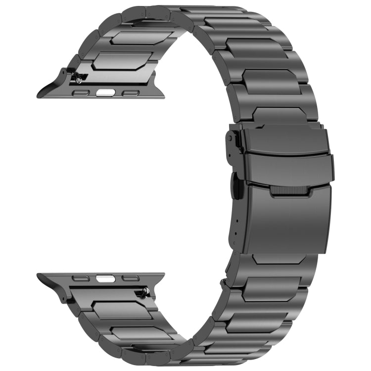 For Apple Watch 38mm I-Shaped Titanium Metal Watch Band(Black) - Watch Bands by PMC Jewellery | Online Shopping South Africa | PMC Jewellery