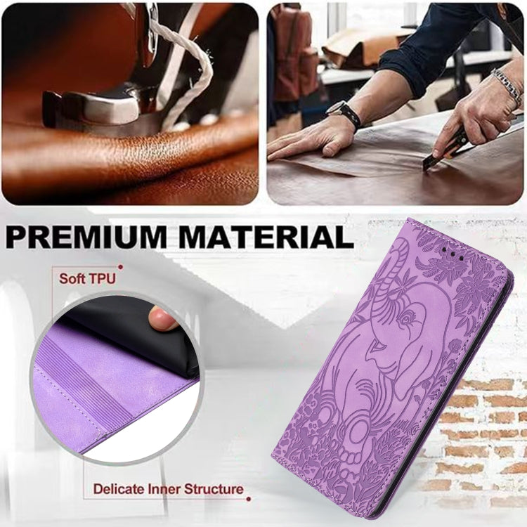 For iPhone 16 Retro Elephant Embossed Leather Phone Case(Purple) - iPhone 16 Cases by PMC TechLife | Online Shopping South Africa | PMC TechLife | Buy Now Pay Later Mobicred