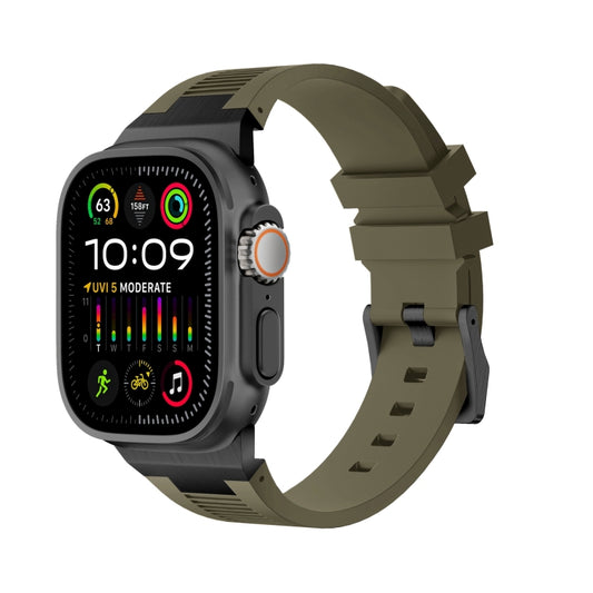 For Apple Watch Ultra 49mm Loners Liquid Silicone Watch Band(Black Green) - Watch Bands by PMC Jewellery | Online Shopping South Africa | PMC Jewellery