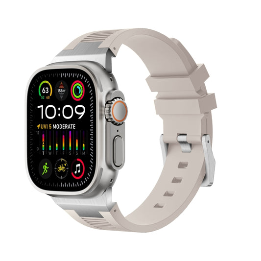 For Apple Watch Ultra 49mm Loners Liquid Silicone Watch Band(Silver Starlight) - Watch Bands by PMC Jewellery | Online Shopping South Africa | PMC Jewellery