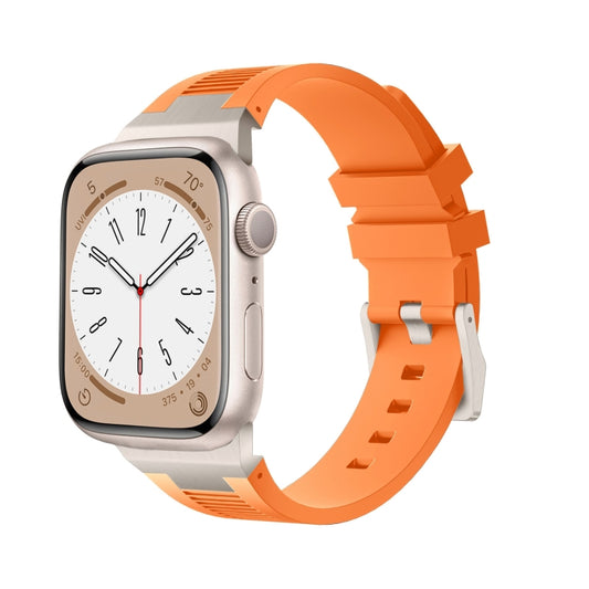 For Apple Watch SE 2022 44mm Loners Liquid Silicone Watch Band(Titanium Orange) - Watch Bands by PMC Jewellery | Online Shopping South Africa | PMC Jewellery