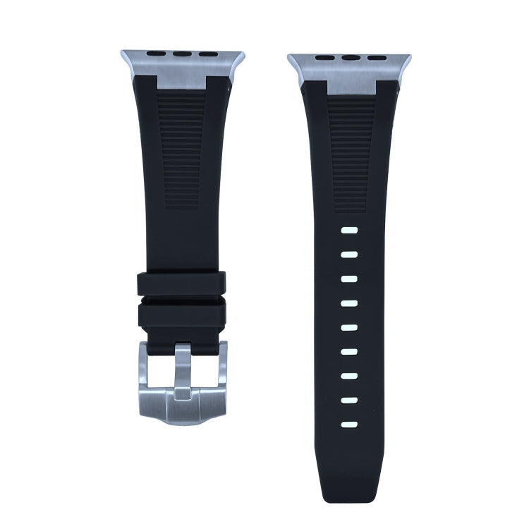 For Apple Watch 42mm Loners Liquid Silicone Watch Band(Silver Black) - free shipping - PMC TechLife - Order now!