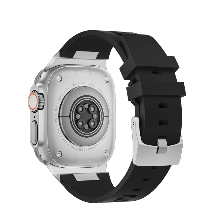 For Apple Watch 42mm Loners Liquid Silicone Watch Band(Silver Black) - free shipping - PMC TechLife - Order now!
