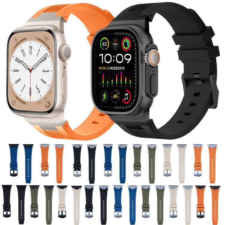 For Apple Watch 42mm Loners Liquid Silicone Watch Band(Silver Black) - free shipping - PMC TechLife - Order now!