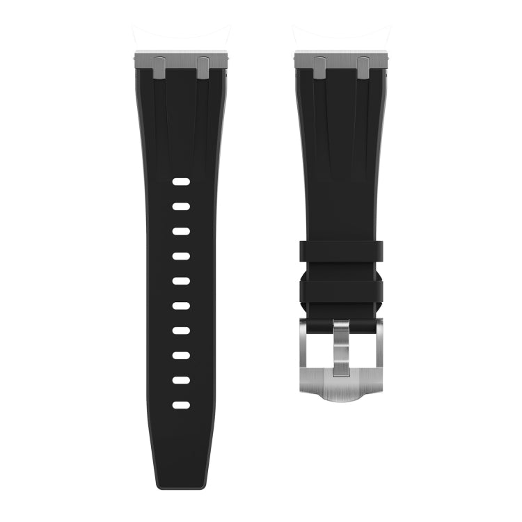 20mm Flat Head Silicone Watch Band(Silver Black) - 20mm Bands by PMC Jewellery | Online Shopping South Africa | PMC Jewellery