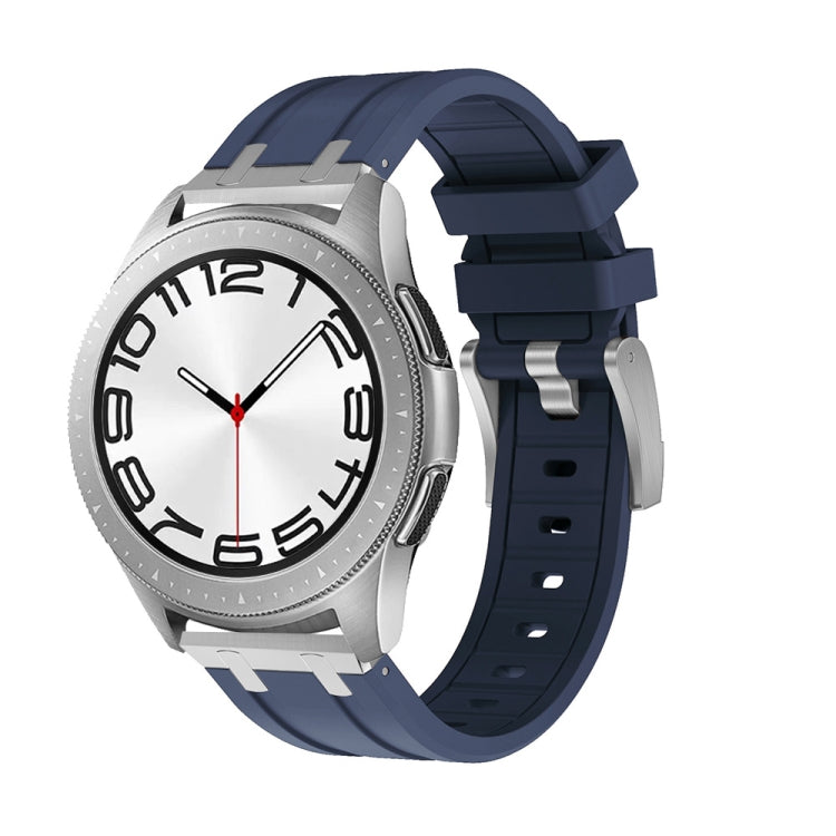 20mm Flat Head Silicone Watch Band(Silver Blue) - 20mm Bands by PMC TechLife | Online Shopping South Africa | PMC TechLife