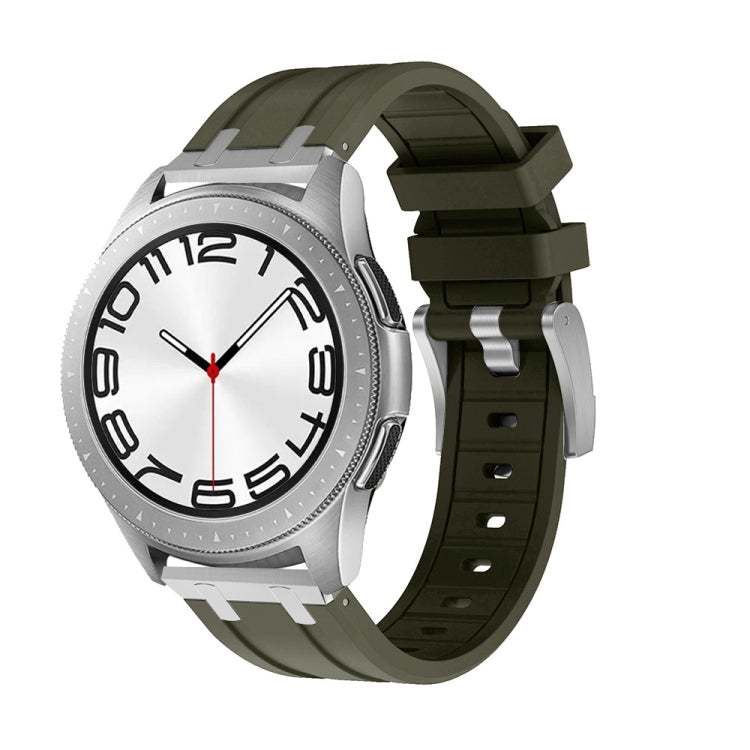 20mm Flat Head Silicone Watch Band(Silver Green) - 20mm Bands by PMC TechLife | Online Shopping South Africa | PMC TechLife