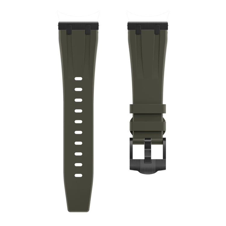 22mm Flat Head Silicone Watch Band(Black Green) - 22mm Bands by PMC TechLife | Online Shopping South Africa | PMC TechLife