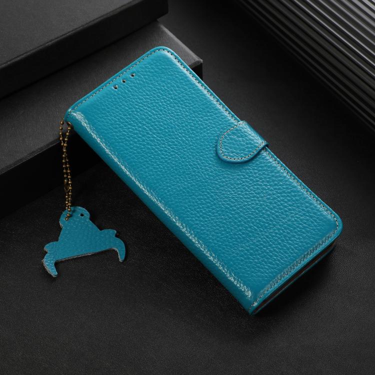 For OnePlus Ace 5 / 13R 5G Genuine Leather Litchi Texture RFID Leather Phone Case(Blue) - free shipping - PMC TechLife - Order now!