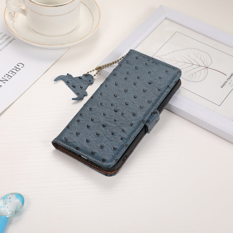 For Google Pixel 9 Pro Ostrich Pattern Genuine Leather RFID Phone Case(Blue) - Google Cases by PMC Jewellery | Online Shopping South Africa | PMC Jewellery | Buy Now Pay Later Mobicred