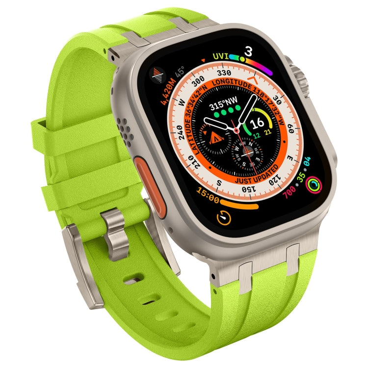 For Apple Watch Ultra 2 49mm Stone Grain Liquid Silicone Watch Band(Titanium Green) - Watch Bands by PMC Jewellery | Online Shopping South Africa | PMC Jewellery