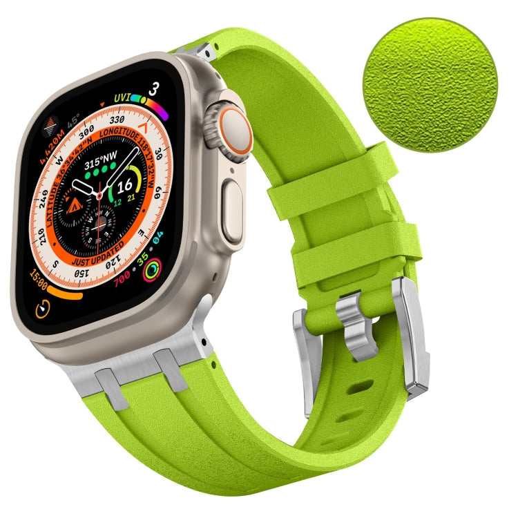 For Apple Watch Ultra 2 49mm Stone Grain Liquid Silicone Watch Band(Silver Green) - Watch Bands by PMC TechLife | Online Shopping South Africa | PMC TechLife