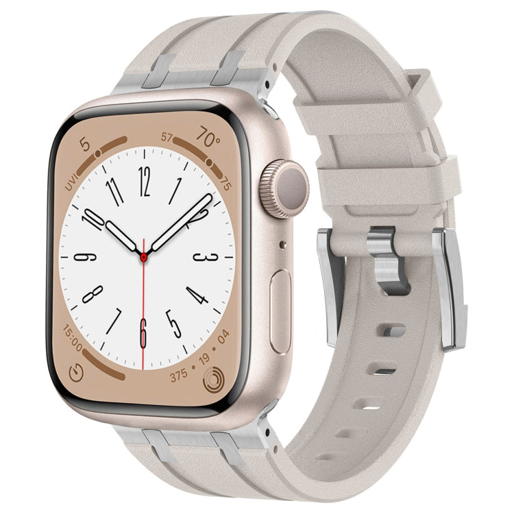 For Apple Watch Series 9 45mm Stone Grain Liquid Silicone Watch Band(Silver Starlight) - Watch Bands by PMC TechLife | Online Shopping South Africa | PMC TechLife