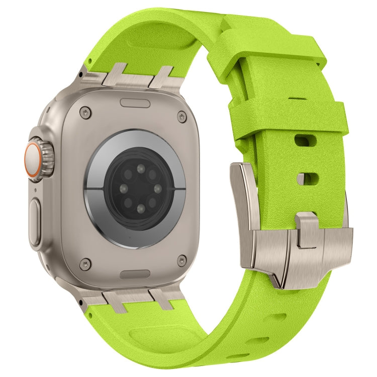 For Apple Watch Ultra 49mm Stone Grain Liquid Silicone Watch Band(Titanium Green) - Watch Bands by PMC TechLife | Online Shopping South Africa | PMC TechLife
